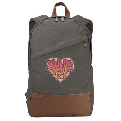 High On Jesus Love Heart Christian Cotton Canvas Backpack