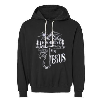 Hooked On Jesus Christ Faith Hope Love Religious Garment-Dyed Fleece Hoodie