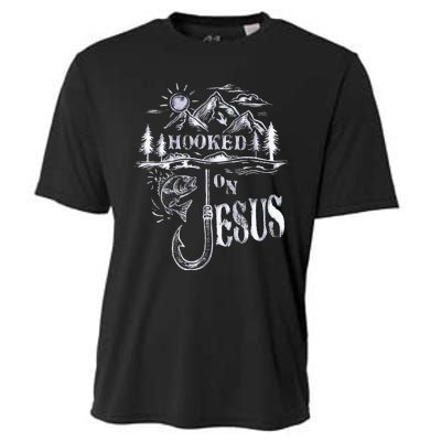 Hooked On Jesus Christ Faith Hope Love Religious Cooling Performance Crew T-Shirt