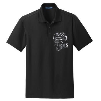 Hooked On Jesus Christ Faith Hope Love Religious Dry Zone Grid Polo