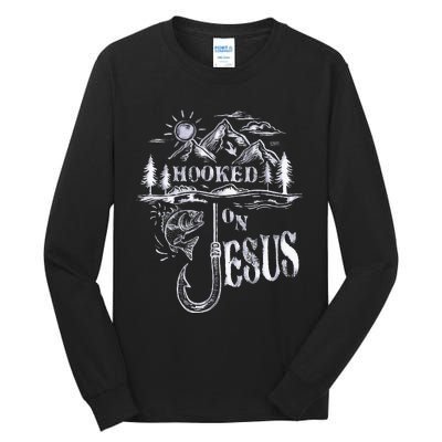 Hooked On Jesus Christ Faith Hope Love Religious Tall Long Sleeve T-Shirt