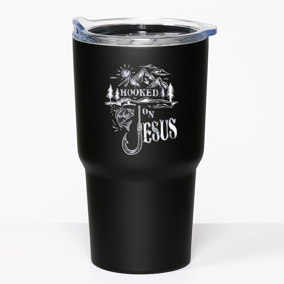 Hooked On Jesus Christ Faith Hope Love Religious Tumbler