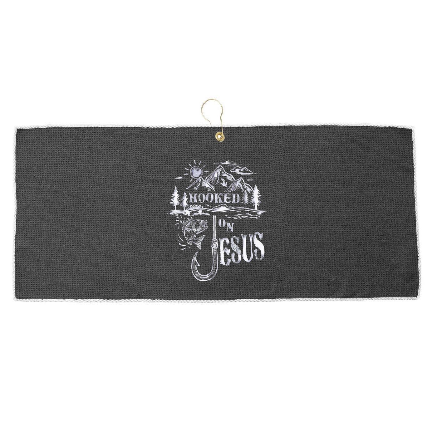 Hooked On Jesus Christ Faith Hope Love Religious Large Microfiber Waffle Golf Towel