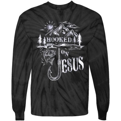 Hooked On Jesus Christ Faith Hope Love Religious Tie-Dye Long Sleeve Shirt