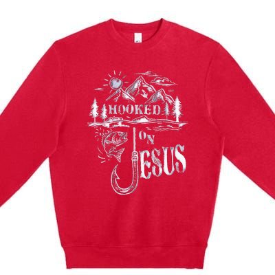 Hooked On Jesus Christ Faith Hope Love Religious Premium Crewneck Sweatshirt