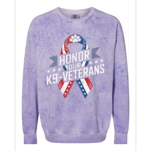 Honor Our K9 Veterans Usa Flag Ribbon Tribute Colorblast Crewneck Sweatshirt