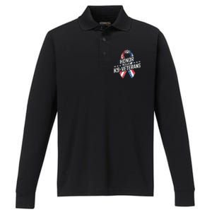 Honor Our K9 Veterans Usa Flag Ribbon Tribute Performance Long Sleeve Polo