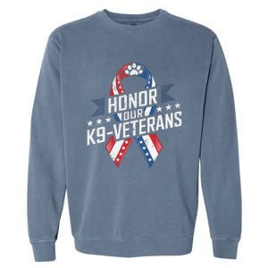 Honor Our K9 Veterans Usa Flag Ribbon Tribute Garment-Dyed Sweatshirt