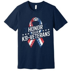 Honor Our K9 Veterans Usa Flag Ribbon Tribute Premium T-Shirt