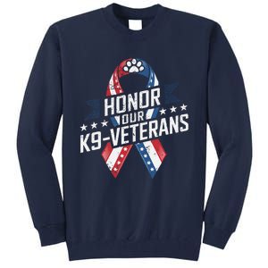 Honor Our K9 Veterans Usa Flag Ribbon Tribute Tall Sweatshirt