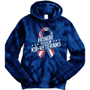 Honor Our K9 Veterans Usa Flag Ribbon Tribute Tie Dye Hoodie