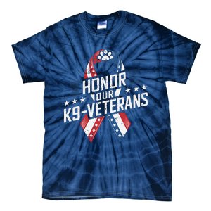 Honor Our K9 Veterans Usa Flag Ribbon Tribute Tie-Dye T-Shirt