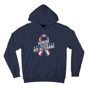 Honor Our K9 Veterans Usa Flag Ribbon Tribute Tall Hoodie