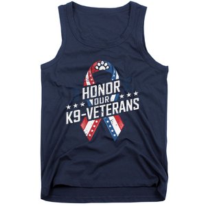 Honor Our K9 Veterans Usa Flag Ribbon Tribute Tank Top