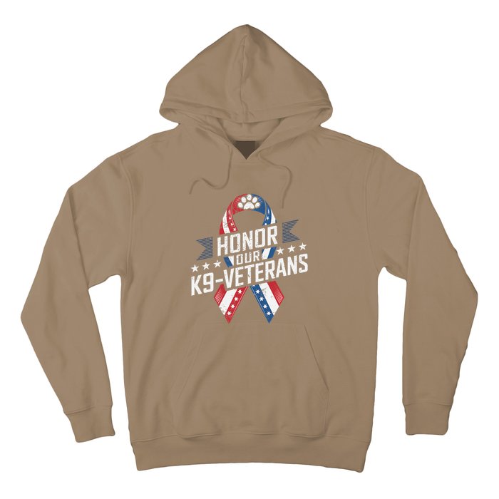 Honor Our K9 Veterans Usa Flag Ribbon Tribute Hoodie