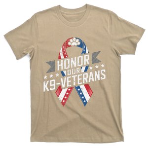 Honor Our K9 Veterans Usa Flag Ribbon Tribute T-Shirt