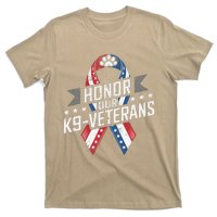 Honor Our K9 Veterans Usa Flag Ribbon Tribute T-Shirt