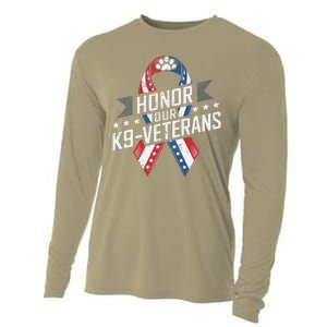 Honor Our K9 Veterans Usa Flag Ribbon Tribute Cooling Performance Long Sleeve Crew