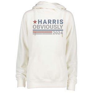 Harris Obviously Kamala 2024 Gift Womens Funnel Neck Pullover Hood