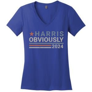 Harris Obviously Kamala 2024 Gift Women's V-Neck T-Shirt