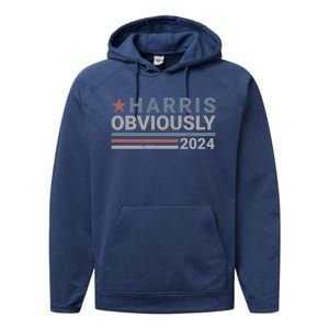 Harris Obviously Kamala 2024 Gift Performance Fleece Hoodie