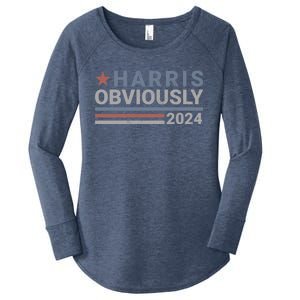 Harris Obviously Kamala 2024 Gift Women's Perfect Tri Tunic Long Sleeve Shirt