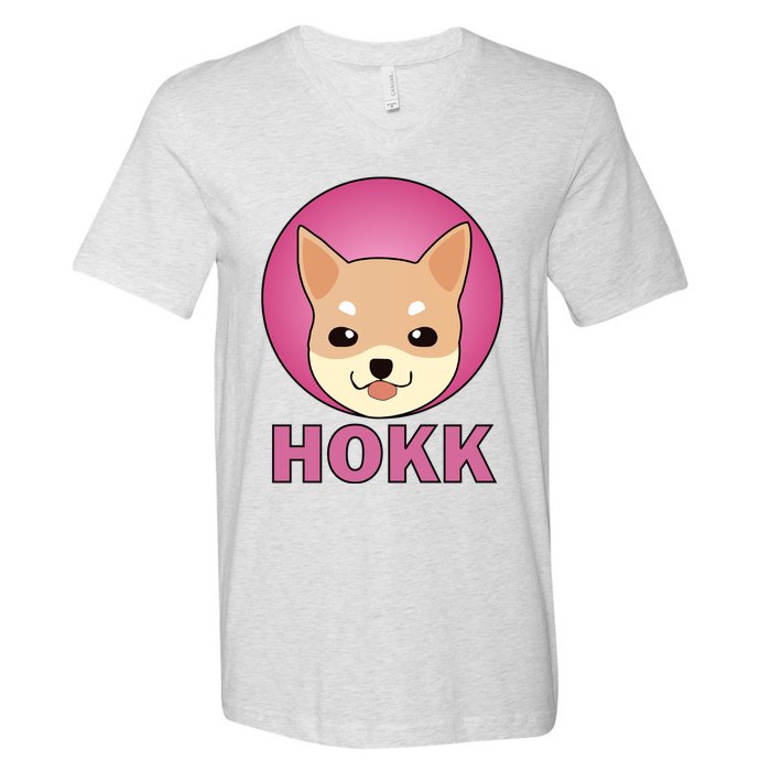 HOKK Hokkaidu Inu Crypto Currency V-Neck T-Shirt