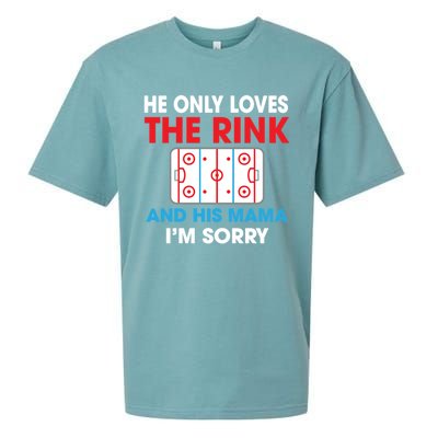 He Only Loves The Rink And His Mama I'm Sorry Hockey Cute Gift Sueded Cloud Jersey T-Shirt