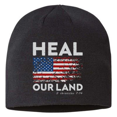 Heal Our Land Patriotic funny Christian faith Sustainable Beanie