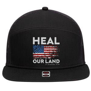 Heal Our Land Patriotic Christian 7 Panel Mesh Trucker Snapback Hat