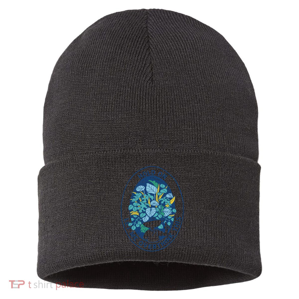 Hold On Let Me Overthink This Floral Sustainable Knit Beanie