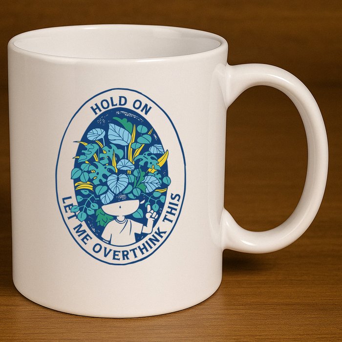 Hold On Let Me Overthink This Floral 11oz C Handle Ceramic Mug