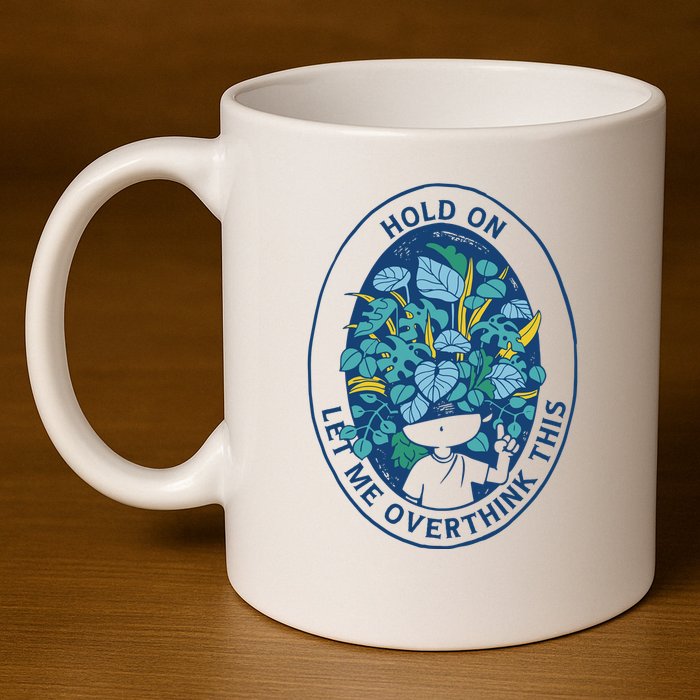 Hold On Let Me Overthink This Floral 11oz C Handle Ceramic Mug