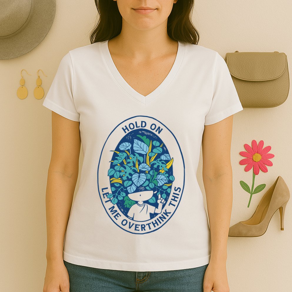 Hold On Let Me Overthink This Floral Women's V-Neck T-Shirt
