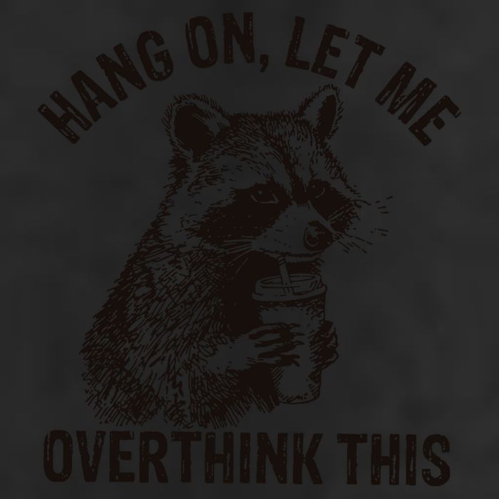 Hang On Let Me Overthink This Funny Racoon 7 Panel Mesh Trucker Snapback Hat