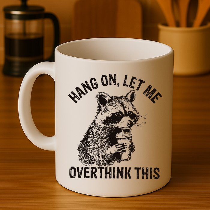 Hang On Let Me Overthink This Funny Racoon Mug