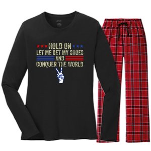 Hold On Let Me Get My Shoes And Conquer The World Running Women's Long Sleeve Flannel Pajama Set 