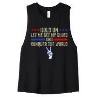 Hold On Let Me Get My Shoes And Conquer The World Running Women's Racerback Cropped Tank