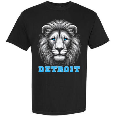 Head Of Lion With Blue Eyes Detroit Michigan Football Fan Garment-Dyed Heavyweight T-Shirt