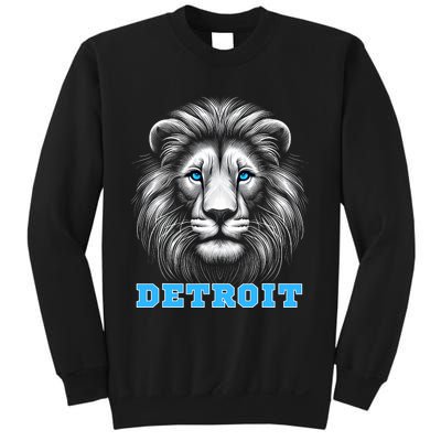 Head Of Lion With Blue Eyes Detroit Michigan Football Fan Sweatshirt