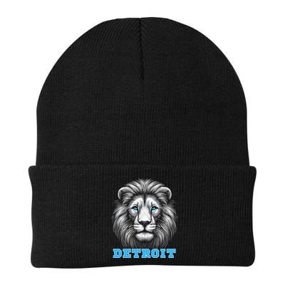 Head Of Lion With Blue Eyes Detroit Michigan Football Fan Beanie
