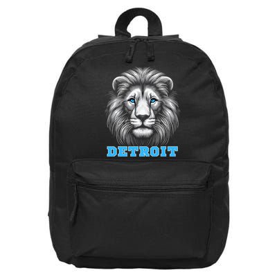 Head Of Lion With Blue Eyes Detroit Michigan Football Fan 16 in Basic Backpack