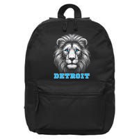 Head Of Lion With Blue Eyes Detroit Michigan Football Fan 16 in Basic Backpack