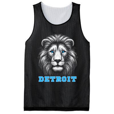 Head Of Lion With Blue Eyes Detroit Michigan Football Fan Mesh Reversible Basketball Jersey Tank