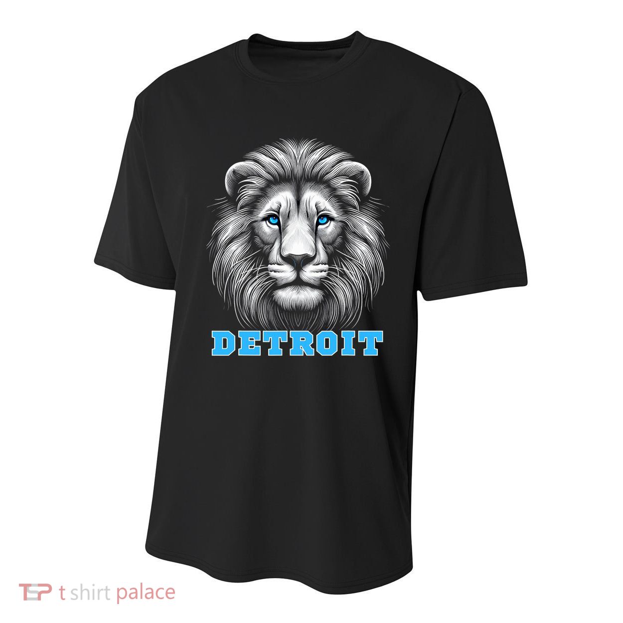 Head Of Lion With Blue Eyes Detroit Michigan Football Fan Youth Performance Sprint T-Shirt