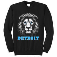 Head Of Lion With Blue Eyes Detroit Michigan Football Fan Tall Sweatshirt