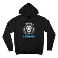 Head Of Lion With Blue Eyes Detroit Michigan Football Fan Tall Hoodie