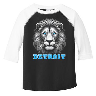 Head Of Lion With Blue Eyes Detroit Michigan Football Fan Toddler Fine Jersey T-Shirt