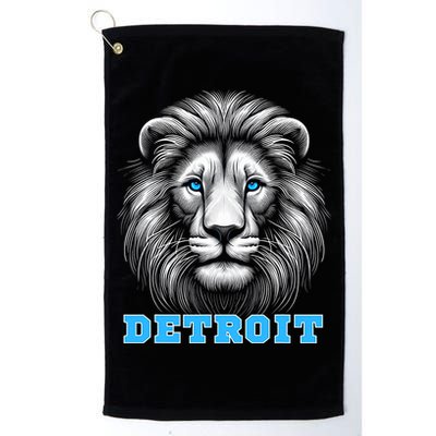 Head Of Lion With Blue Eyes Detroit Michigan Football Fan Golf Towel