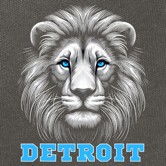 Head Of Lion With Blue Eyes Detroit Michigan Football Fan Cotton Canvas Backpack